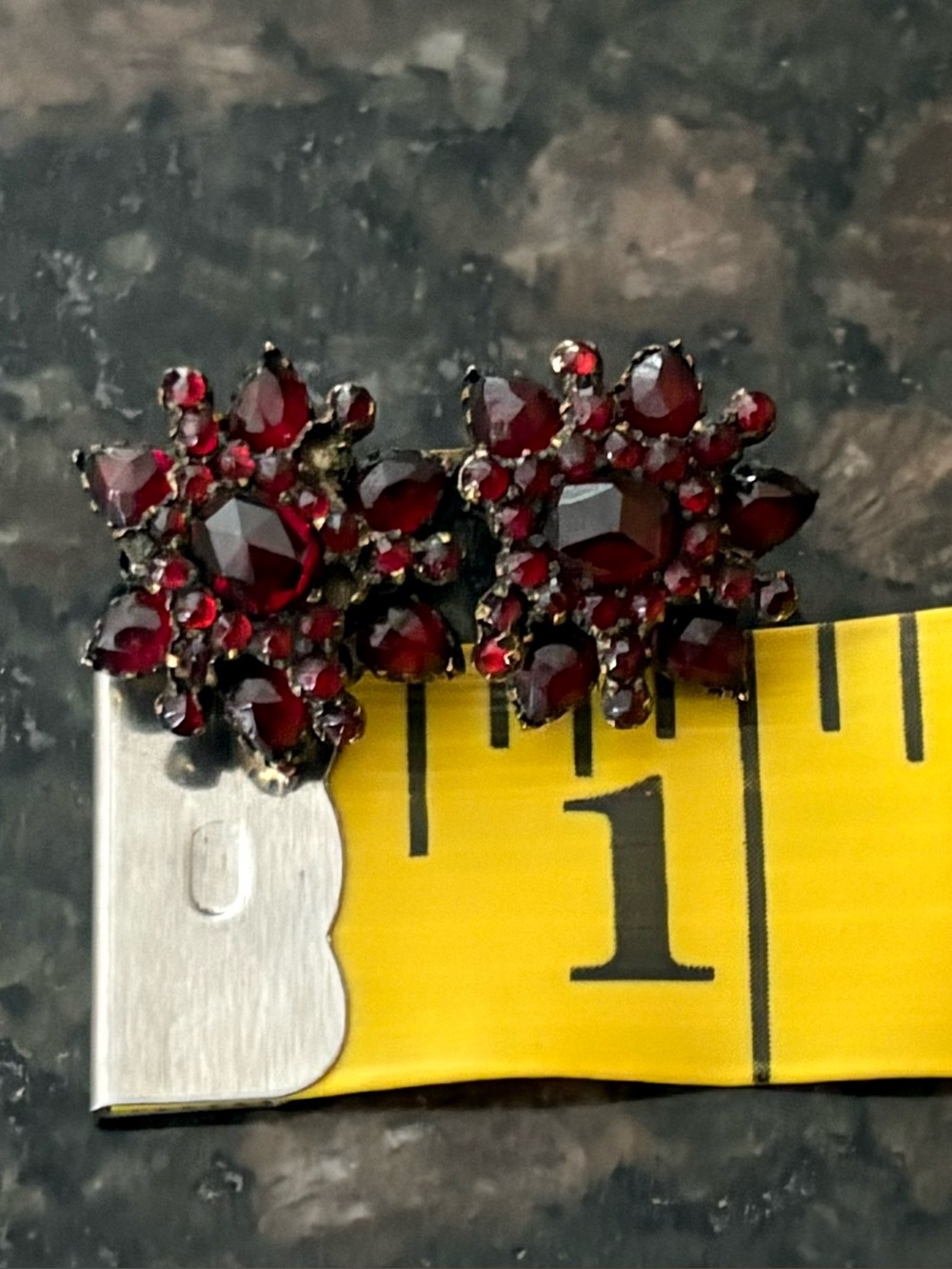 Bohemian Deep Red Garnet-Style Floral Brooch Pair - Women Jewelry